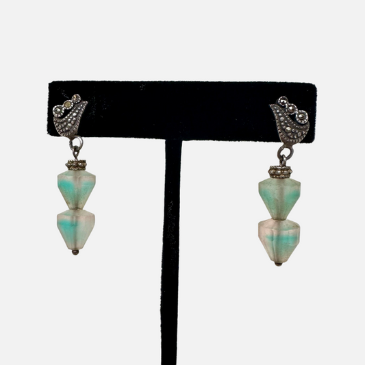 Czech Deco Glass and Sterling Earrings (51)