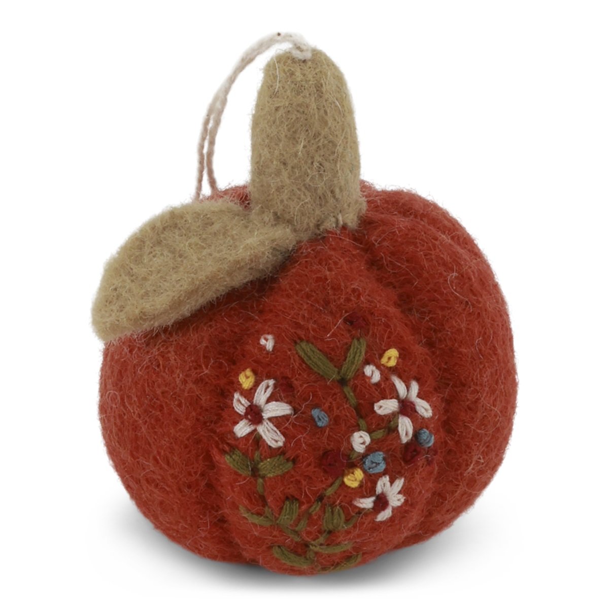 Gry & Sif Felt Embroidered Pumpkin Ornament
