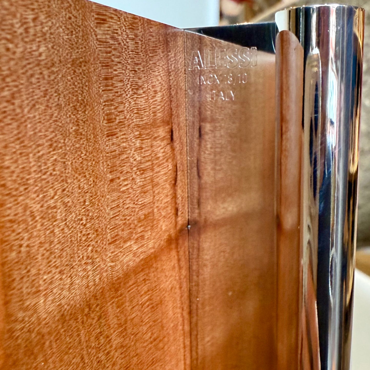 Vintage Michael Graves for Alessi Perforated Metal and Pear Wood Bread/Fruit Basket