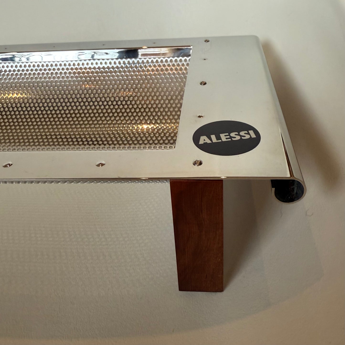 Vintage Michael Graves for Alessi Perforated Metal and Pear Wood Bread/Fruit Basket