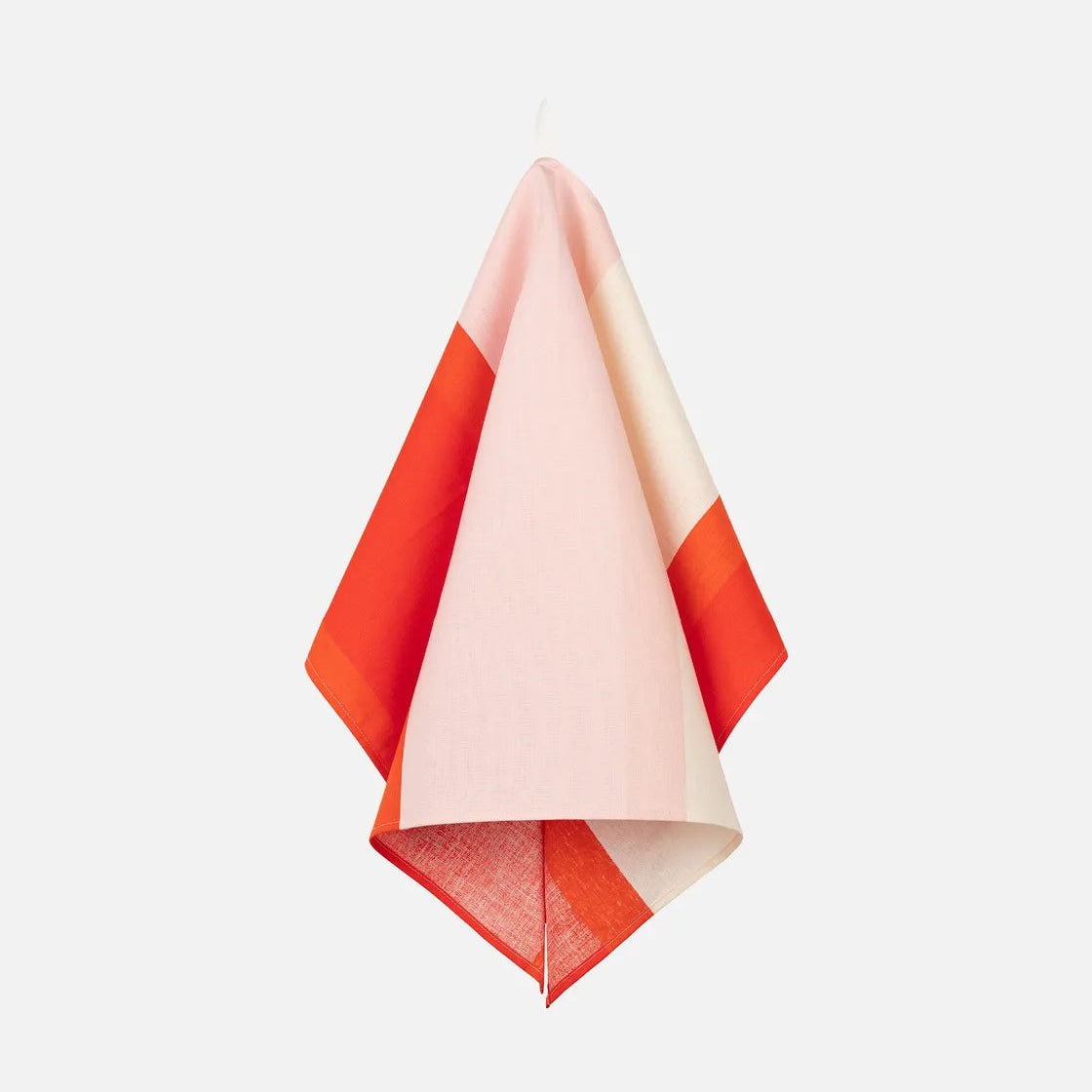 Color-blocked towel with pink and orange on a white background