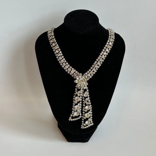 Vintage Midcentury Schiaparelli Crystal & Silver-Tone Necklace