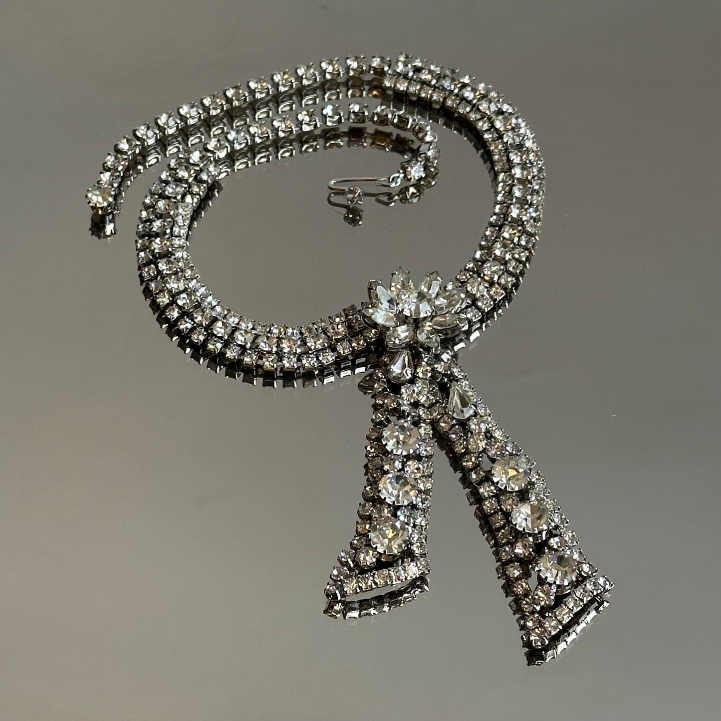 Vintage Midcentury Schiaparelli Crystal & Silver-Tone Necklace