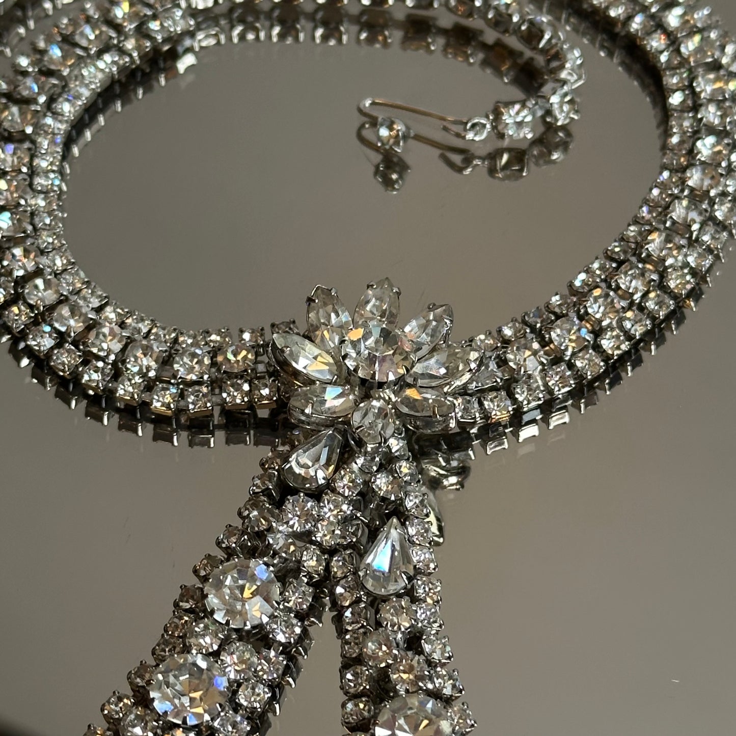 Vintage Midcentury Schiaparelli Crystal & Silver-Tone Necklace