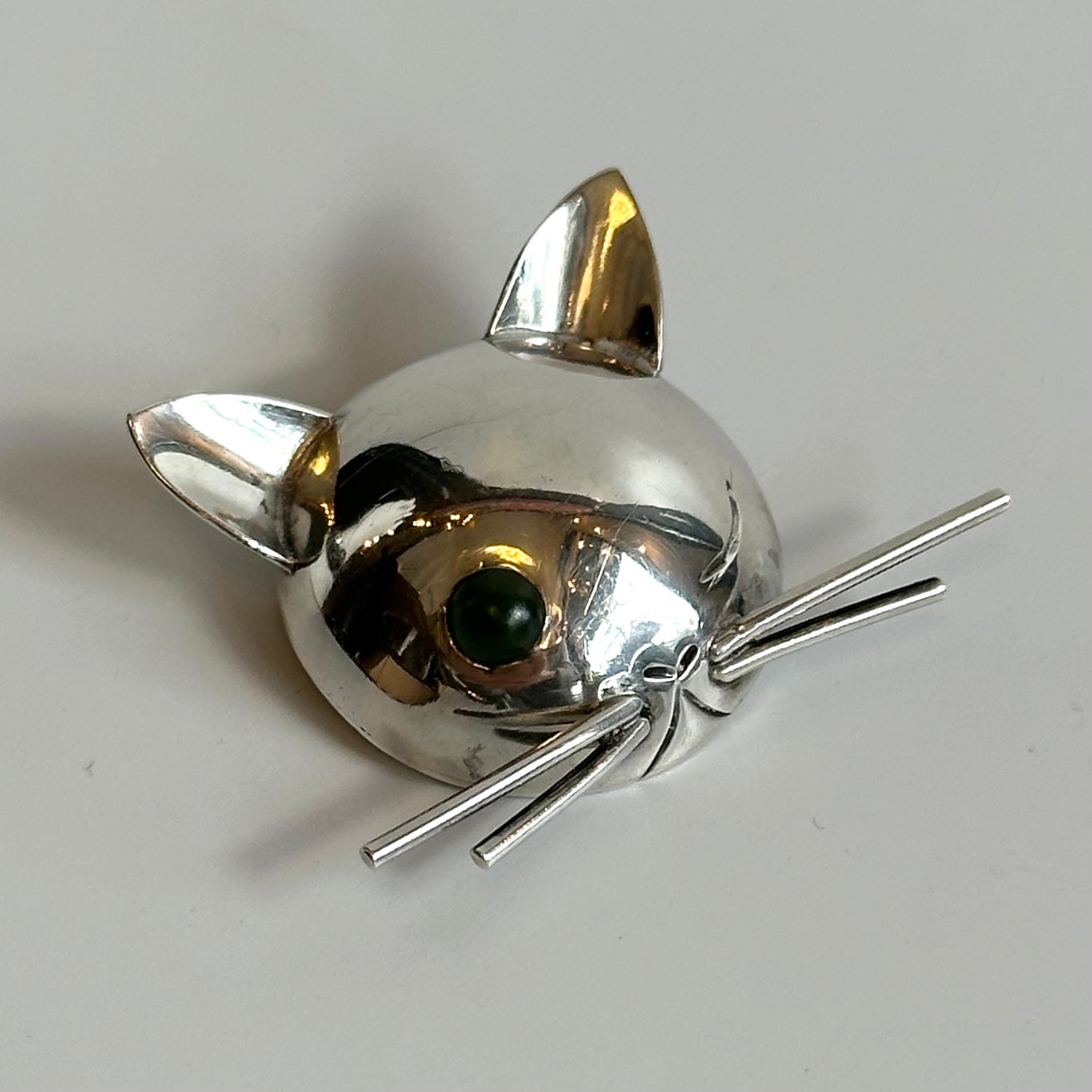 Vintage Georg Jensen Sterling Silver JoPol Winking Cat Brooch