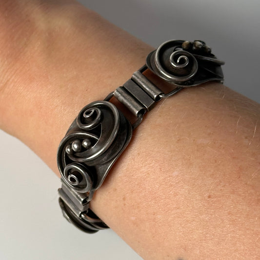 Vintage Georg Jensen USA Alphonse La Paglia Sterling Swirl Bracelet