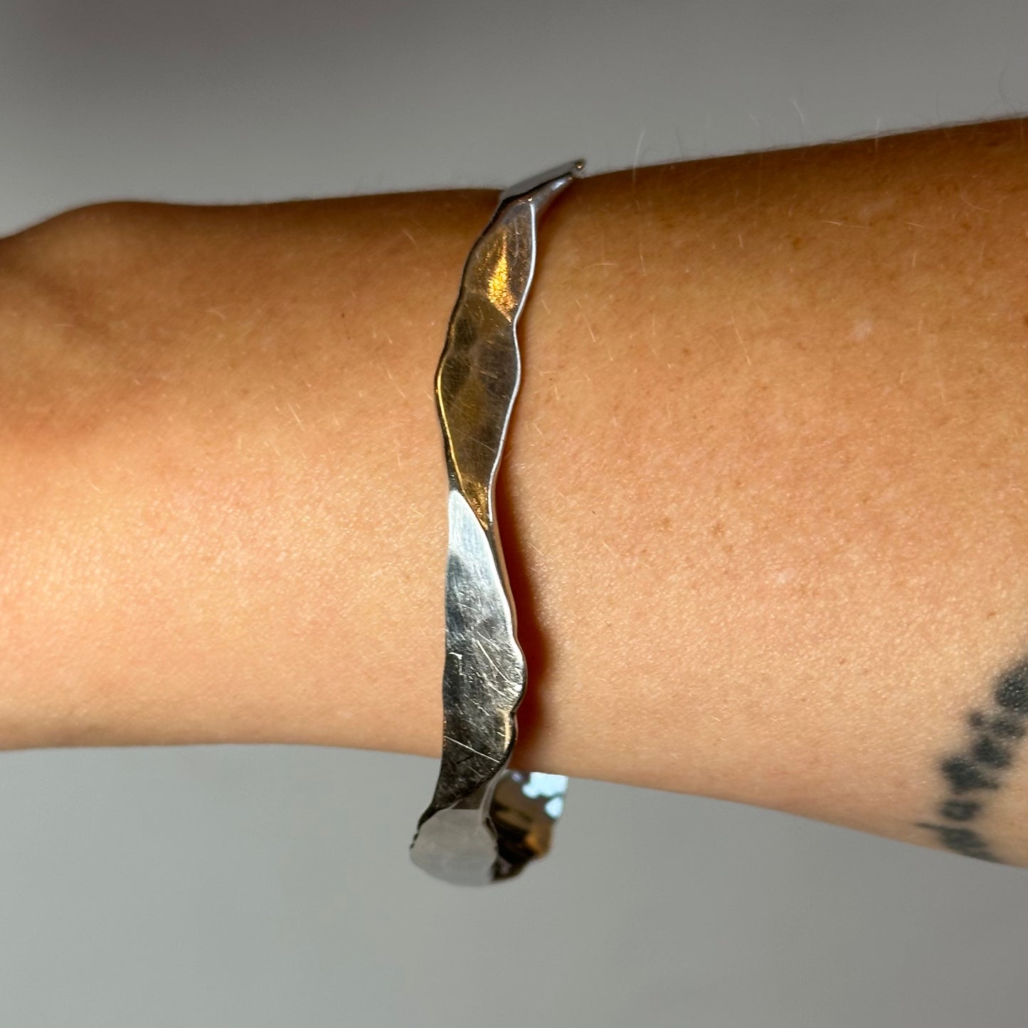 Vintage Italian Sterling Silver Hammered Bracelet