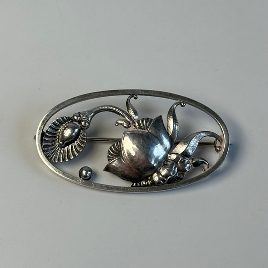 Vintage Georg Jensen Sterling Floral Brooch