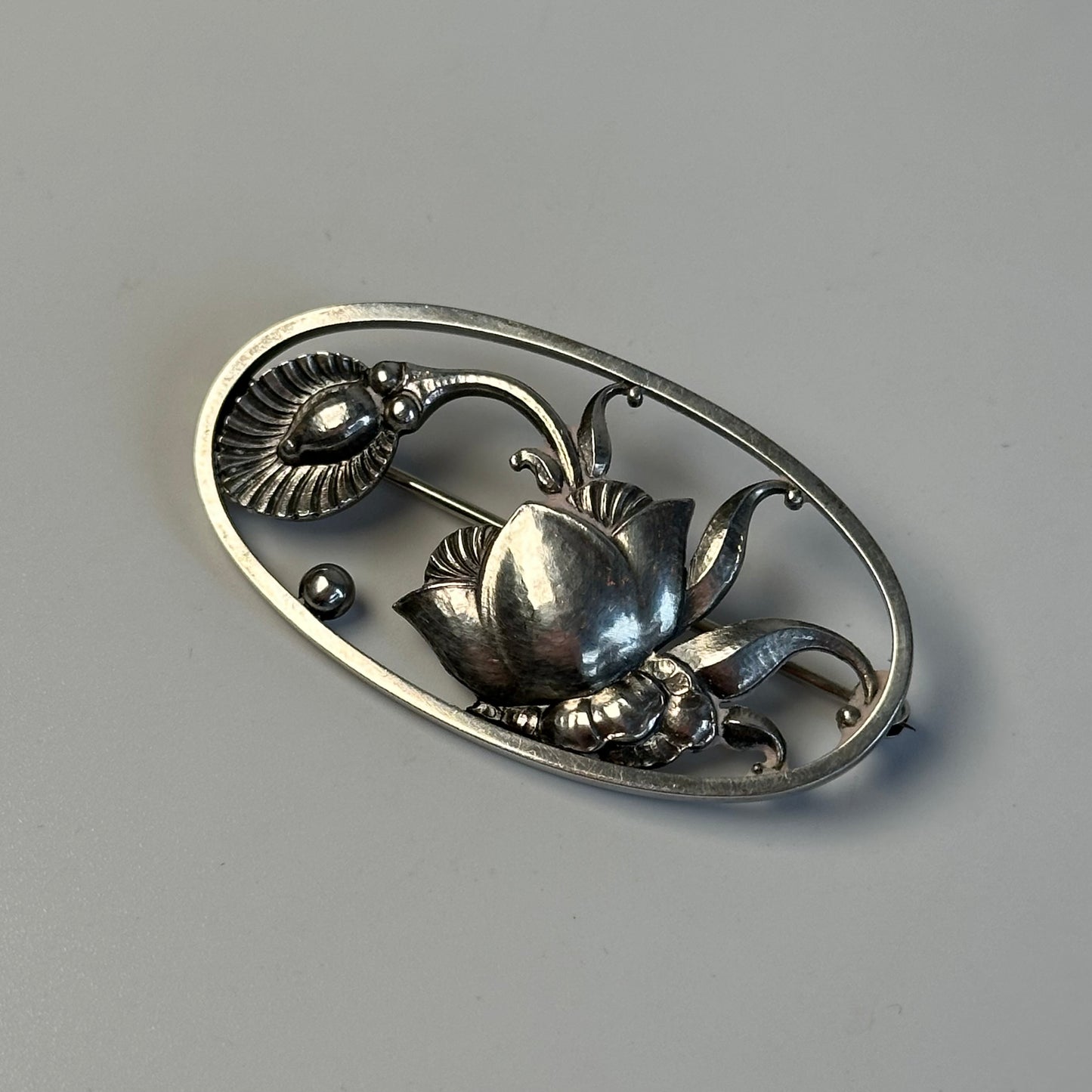 Vintage Georg Jensen Sterling Floral Brooch