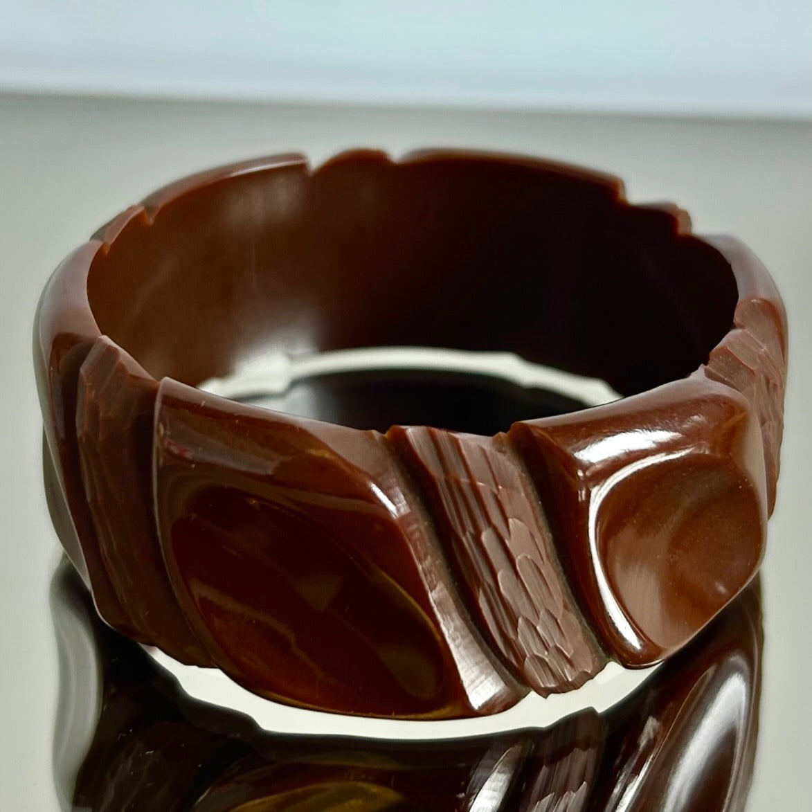 Vintage Chocolate Bakelite Bangle Bracelet