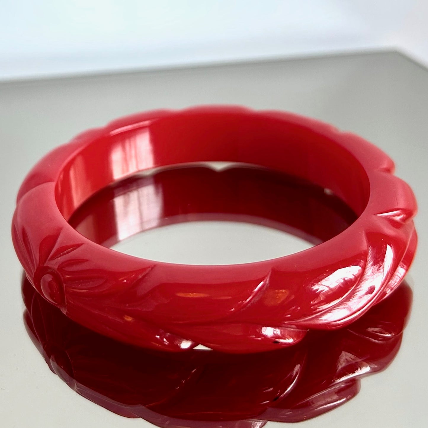 Vintage Cherry Red Bakelite Bangle Bracelet