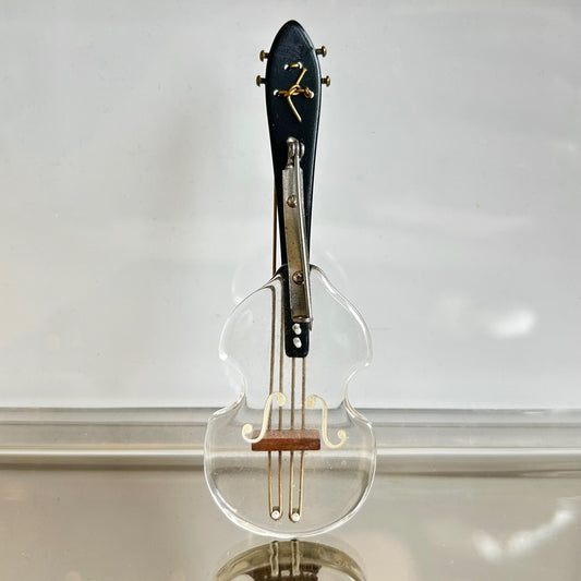 Vintage 1940's Lucite Reverse Carved Instrument Brooches