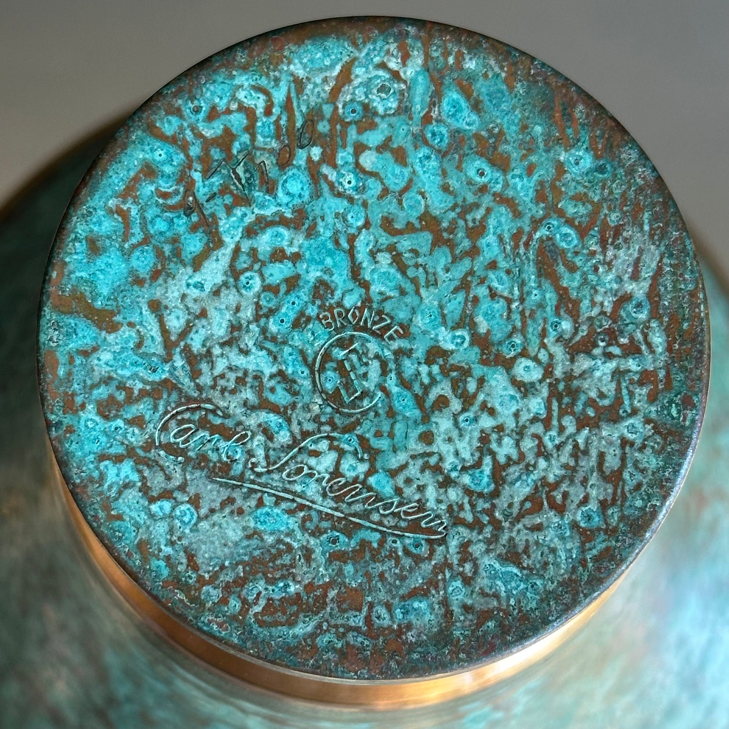Vintage Carl Sorensen Bronze Verdigris Vase
