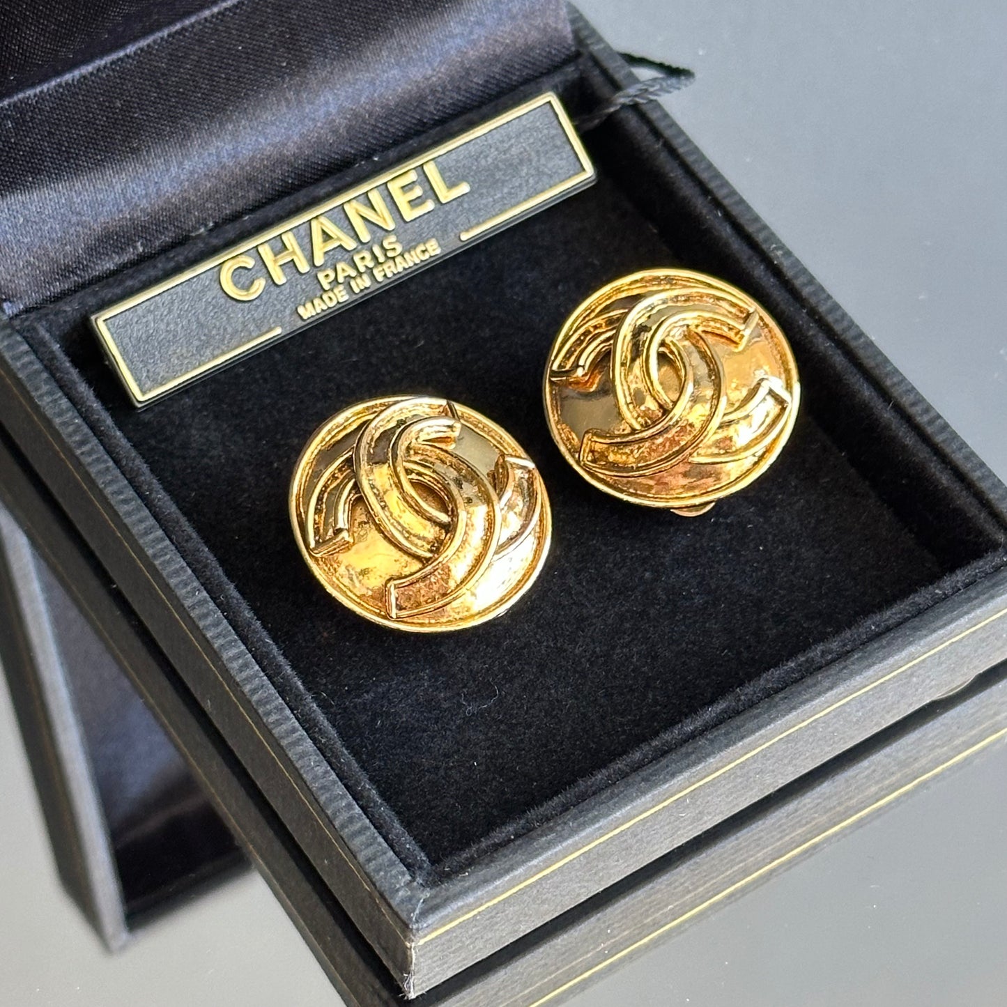 Vintage Chanel Monogram Clip On Earrings