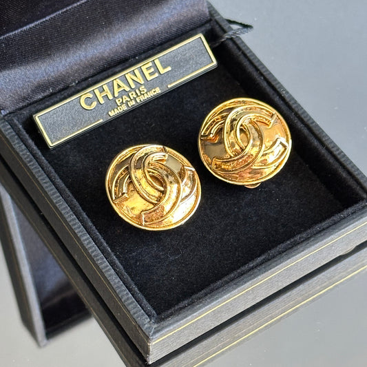 Vintage Chanel Monogram Clip On Earrings