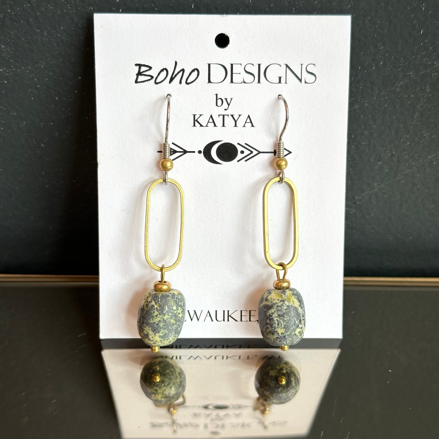 Boho Designs by Katya Earrings #41 African Yellow Turquoise