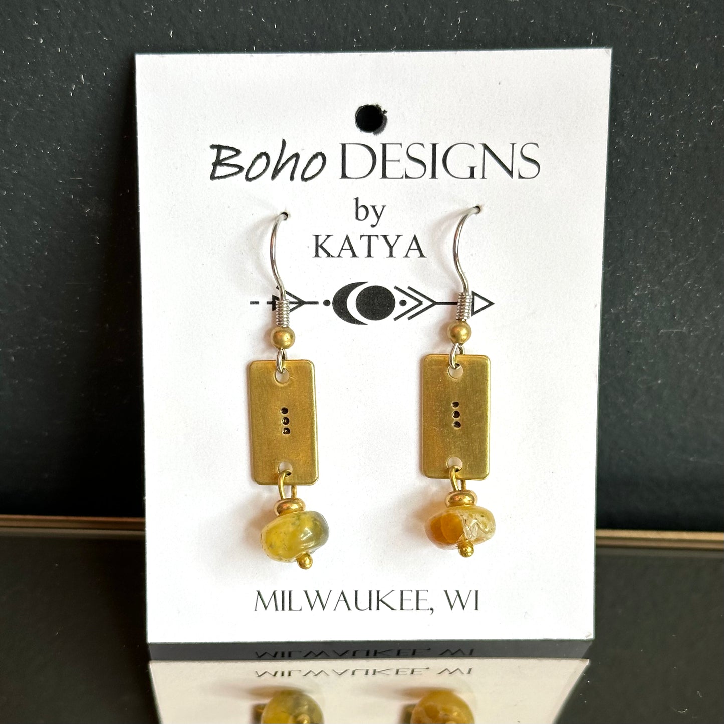 Boho Designs by Katya Earrings #33 Yellow Opal
