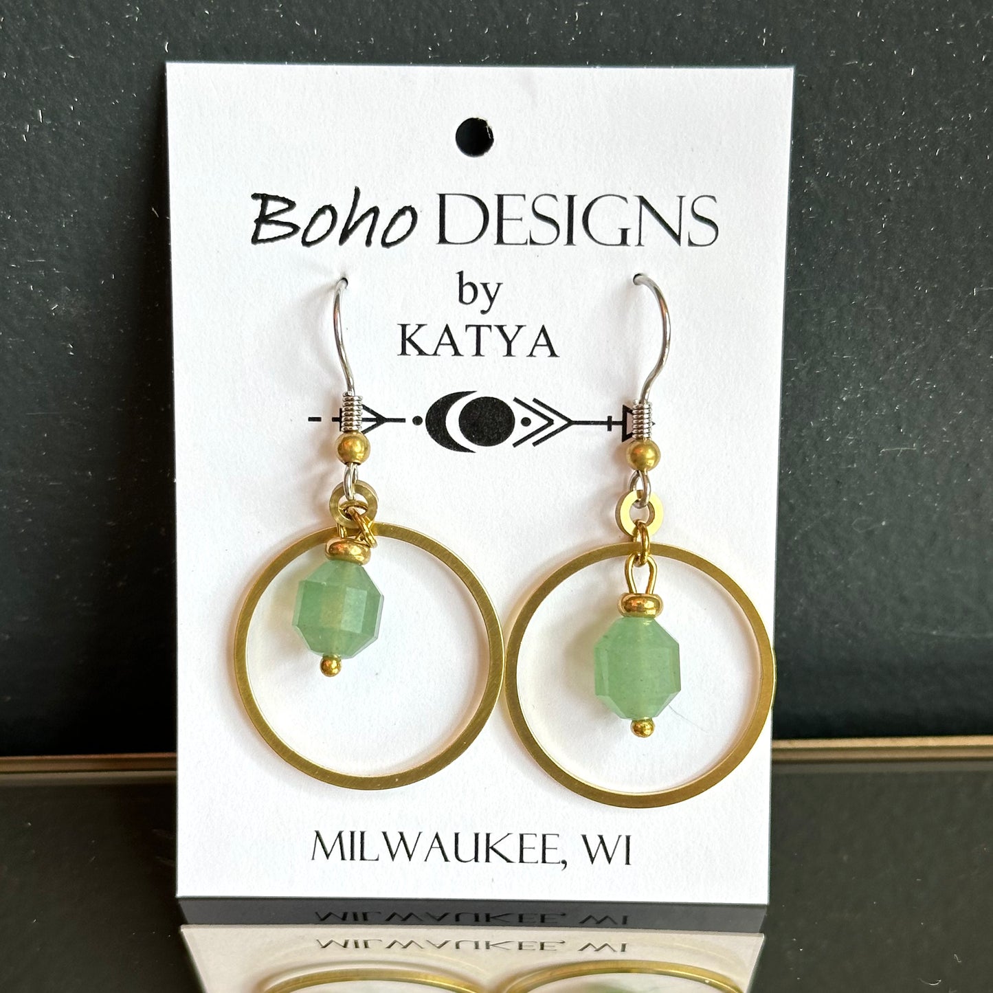Boho Designs by Katya Earrings #32 Green Aventurine