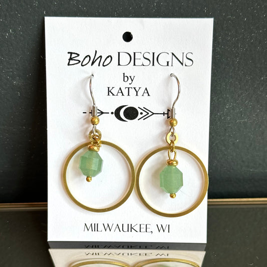 Boho Designs by Katya Earrings #32 Green Aventurine
