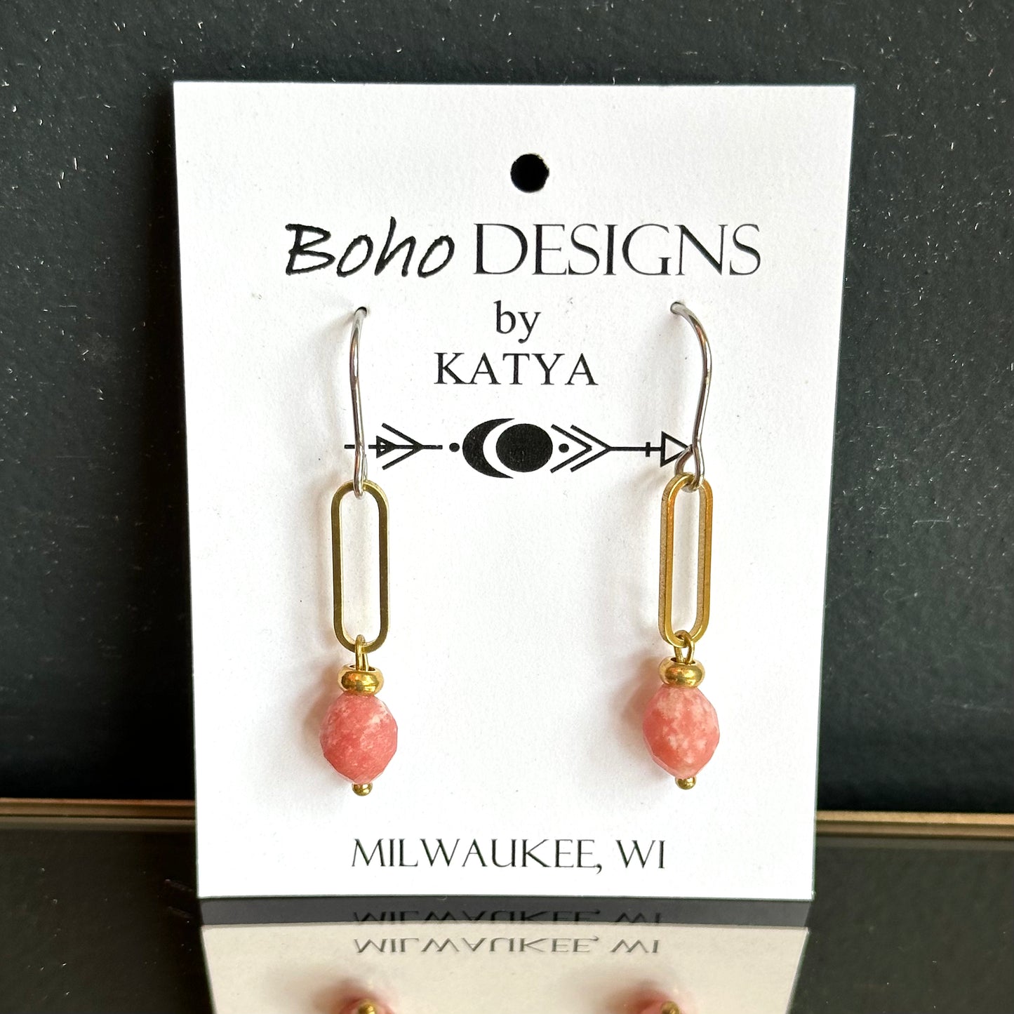 Boho Designs by Katya Earrings #27 Rhodonite