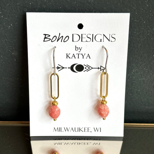 Boho Designs by Katya Earrings #27 Rhodonite