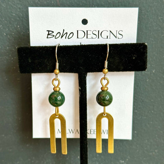Boho Designs by Katya Earrings #25 Moss Agate
