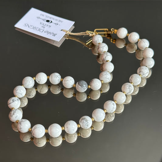 Boho Designs by Katya Necklace #1 Howlite & Brass