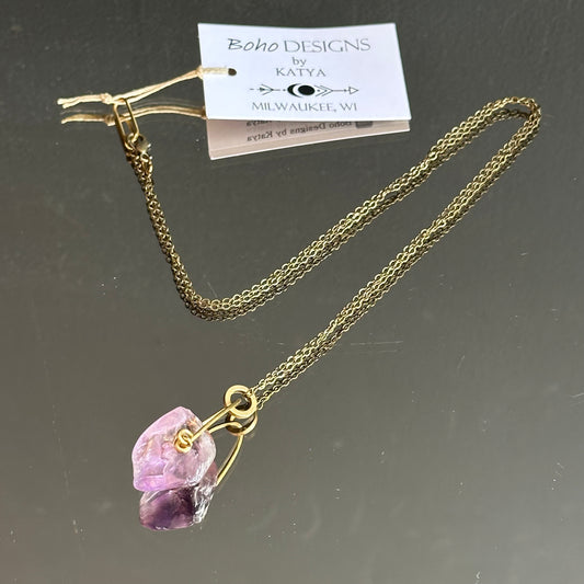 Boho Designs by Katya Necklace #2 Amethyst & Brass