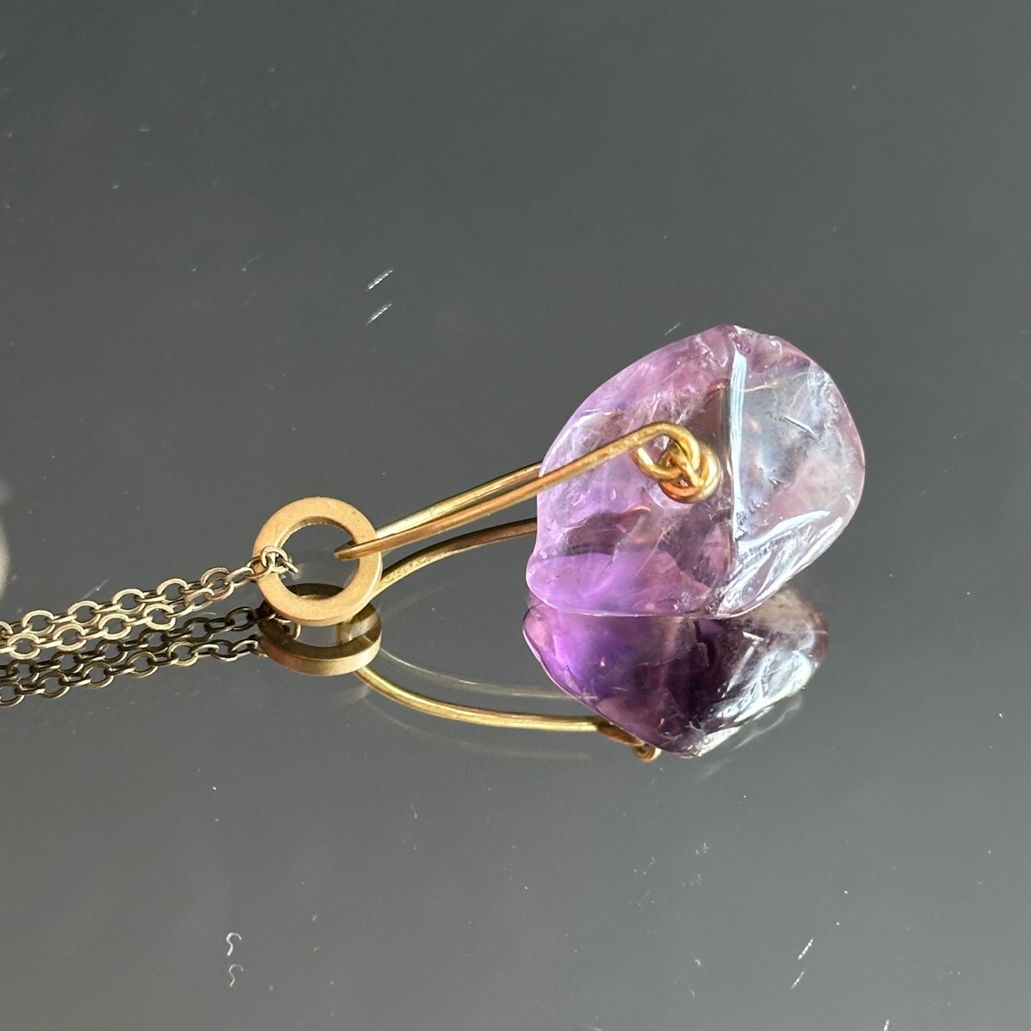 Boho Designs by Katya Necklace #2 Amethyst & Brass