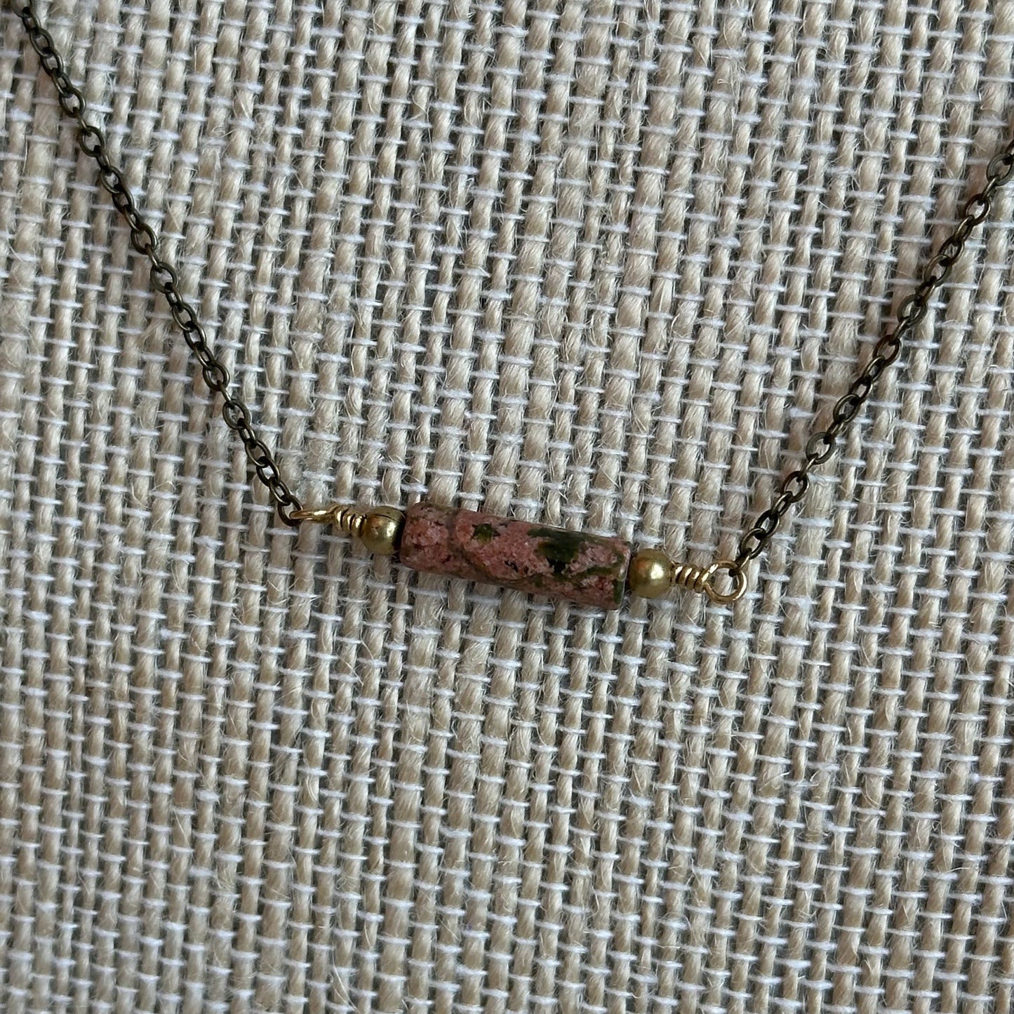 Boho Designs by Katya Necklace #4 Unakite & Brass