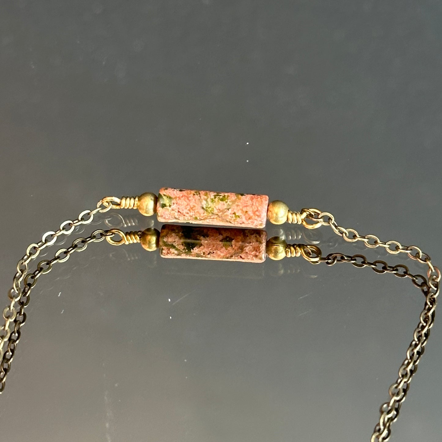 Boho Designs by Katya Necklace #4 Unakite & Brass
