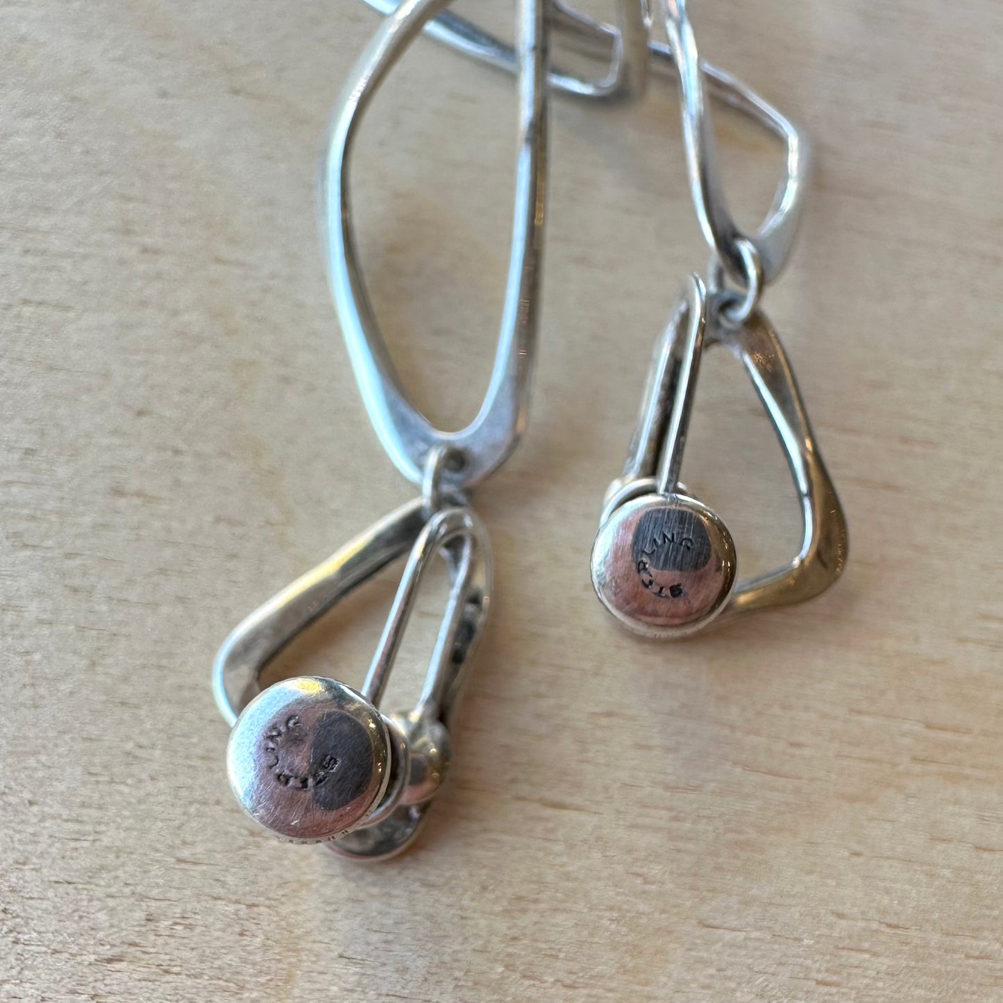 Vintage Sterling Abstract Clip-On Earrings