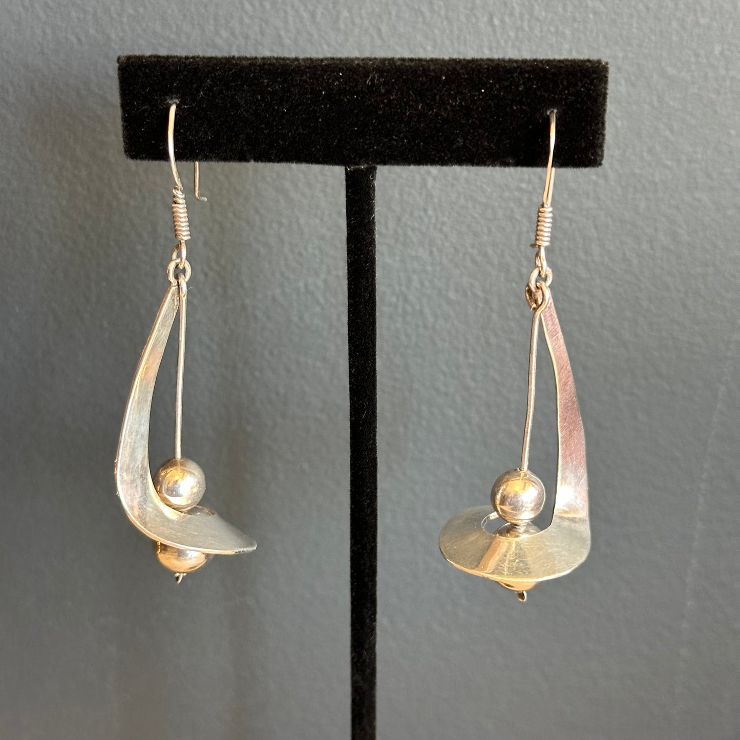 Vintage Mexican Taxco Sterling Silver Swirl Earrings