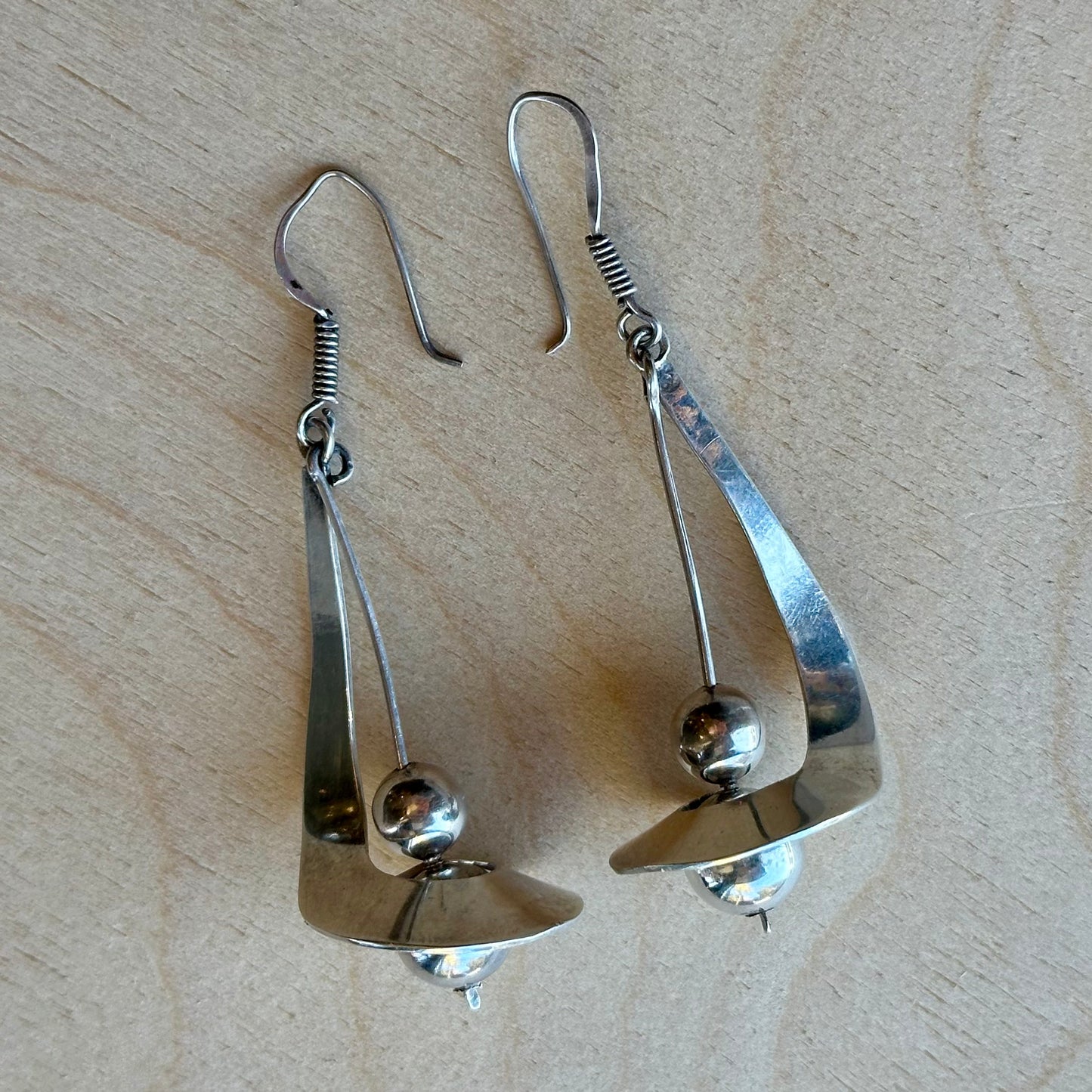 Vintage Mexican Taxco Sterling Silver Swirl Earrings