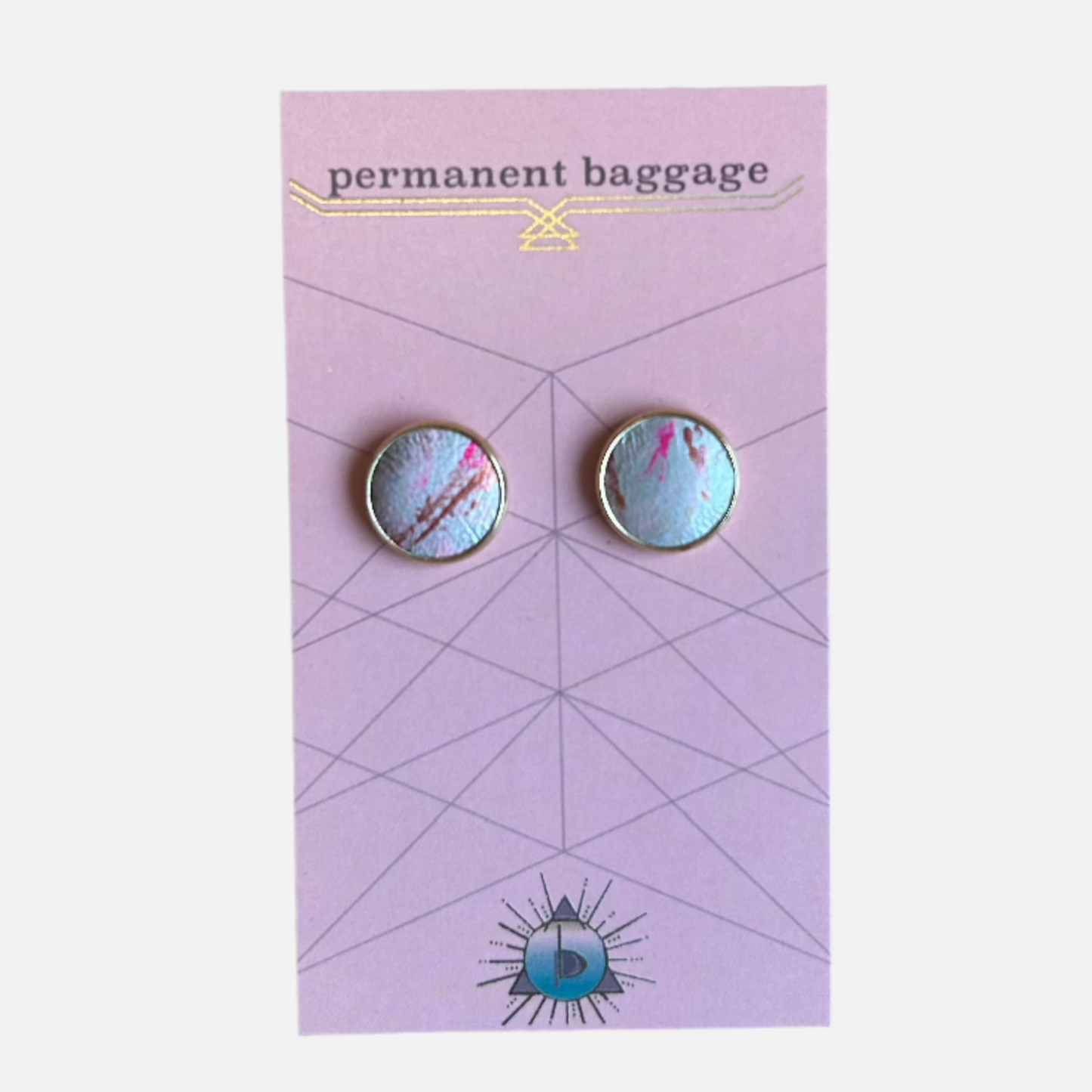 Permanent Baggage Button Leather Earrings