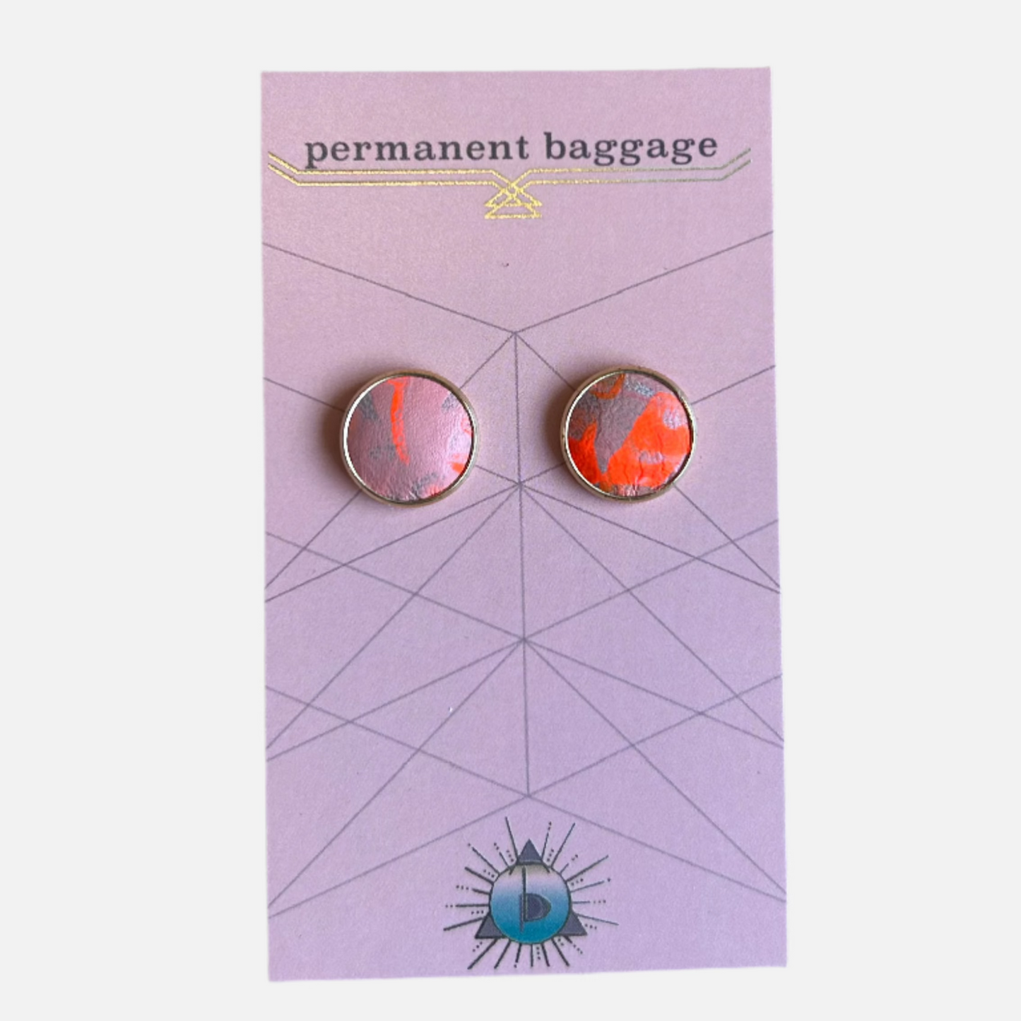 Permanent Baggage Button Leather Earrings