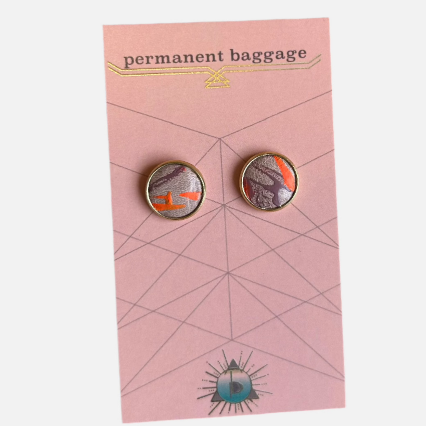 Permanent Baggage Button Leather Earrings