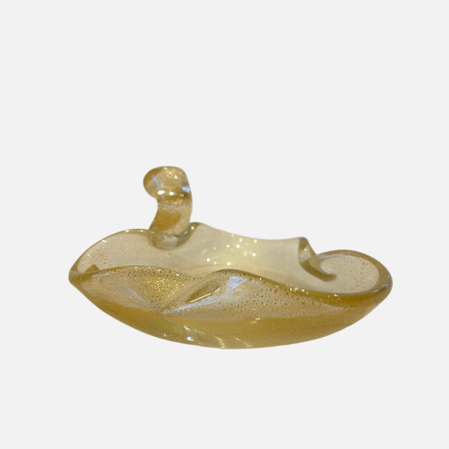 Vintage Seguso Murano Gold Embedded Leaf Bowl