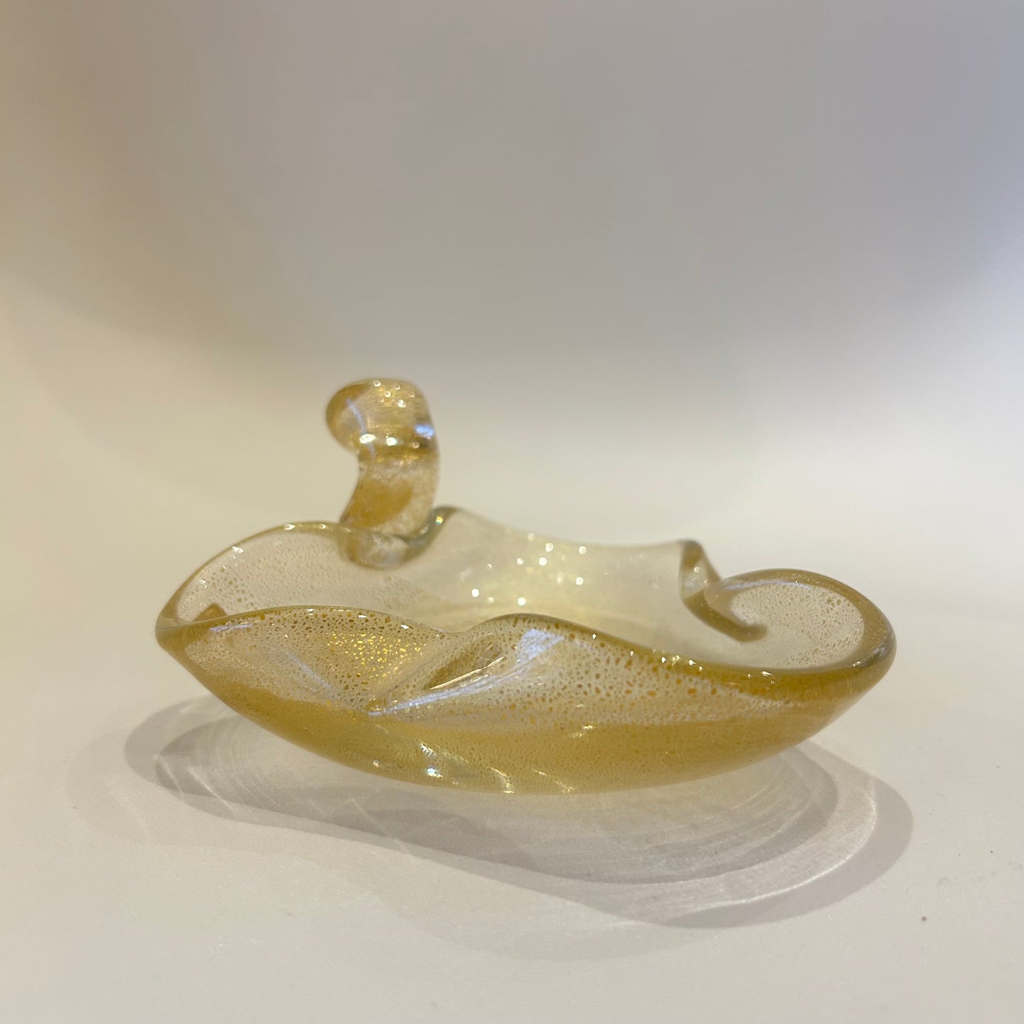 Vintage Seguso Murano Gold Embedded Leaf Bowl