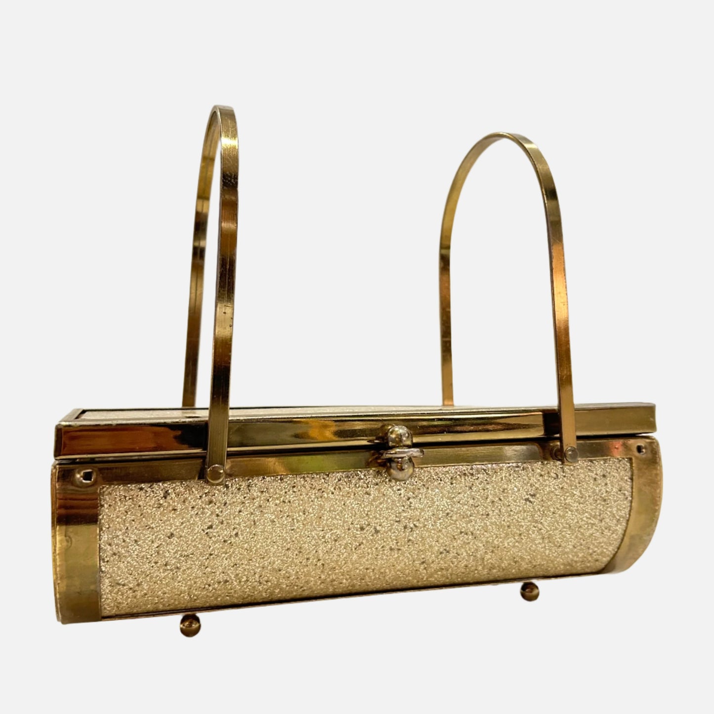 Vintage Glitter & Gold Lucite Purse (1129b)