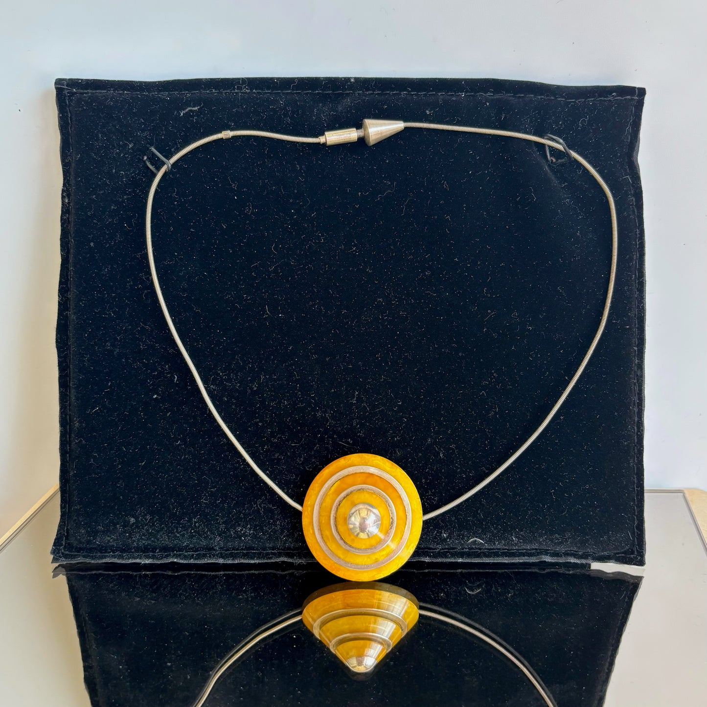 Vintage Sterling and Lucite Conical Necklace