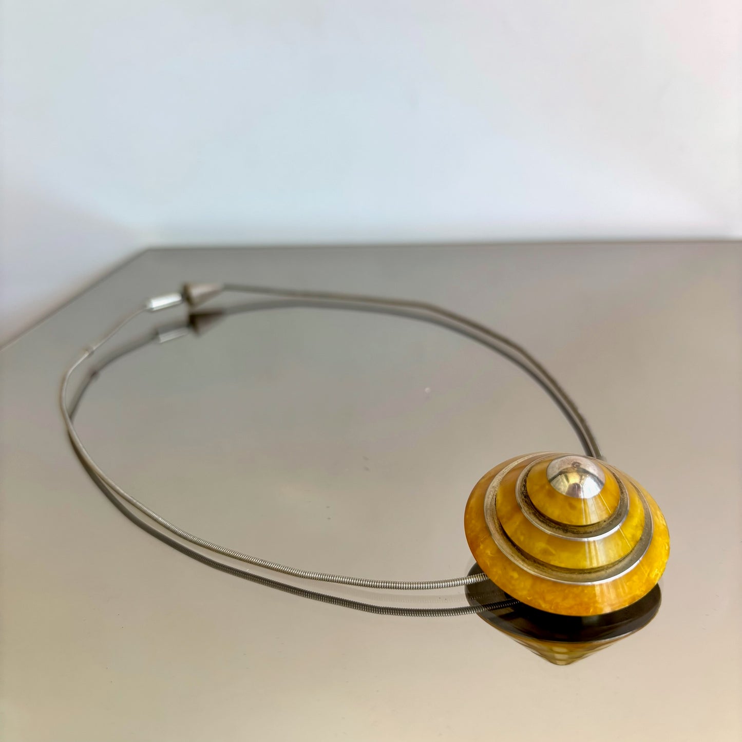 Vintage Sterling and Lucite Conical Necklace