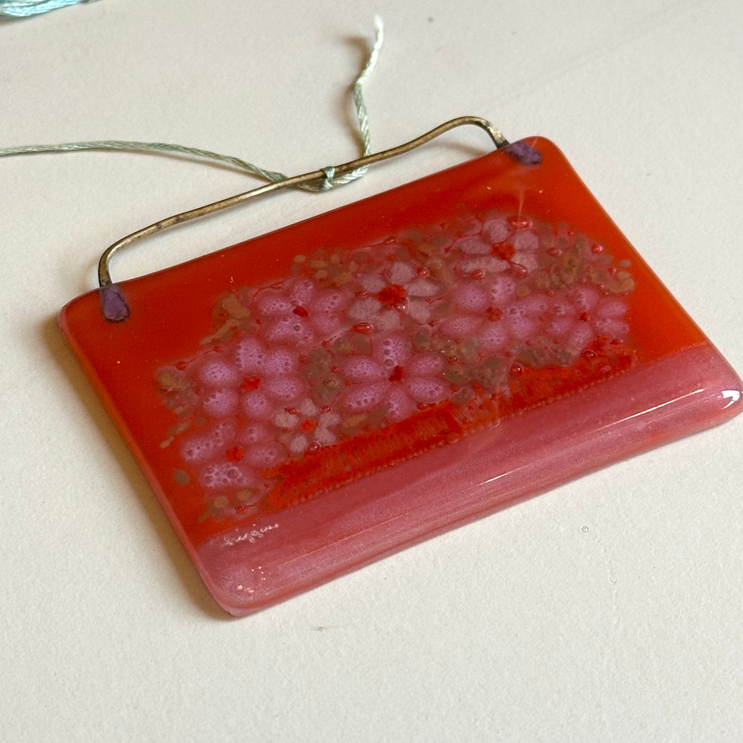 Higgins Mid Century Vintage Glass Floral Pendant