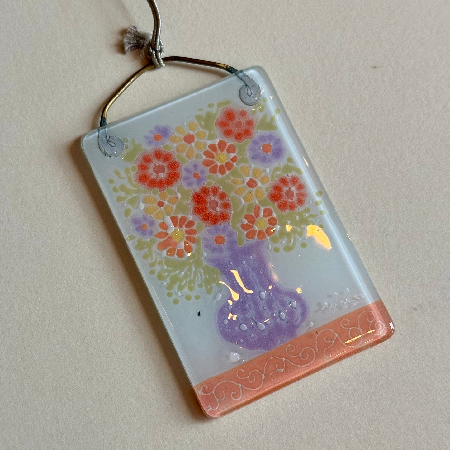 Higgins Mid Century Vintage Glass Floral Pendant