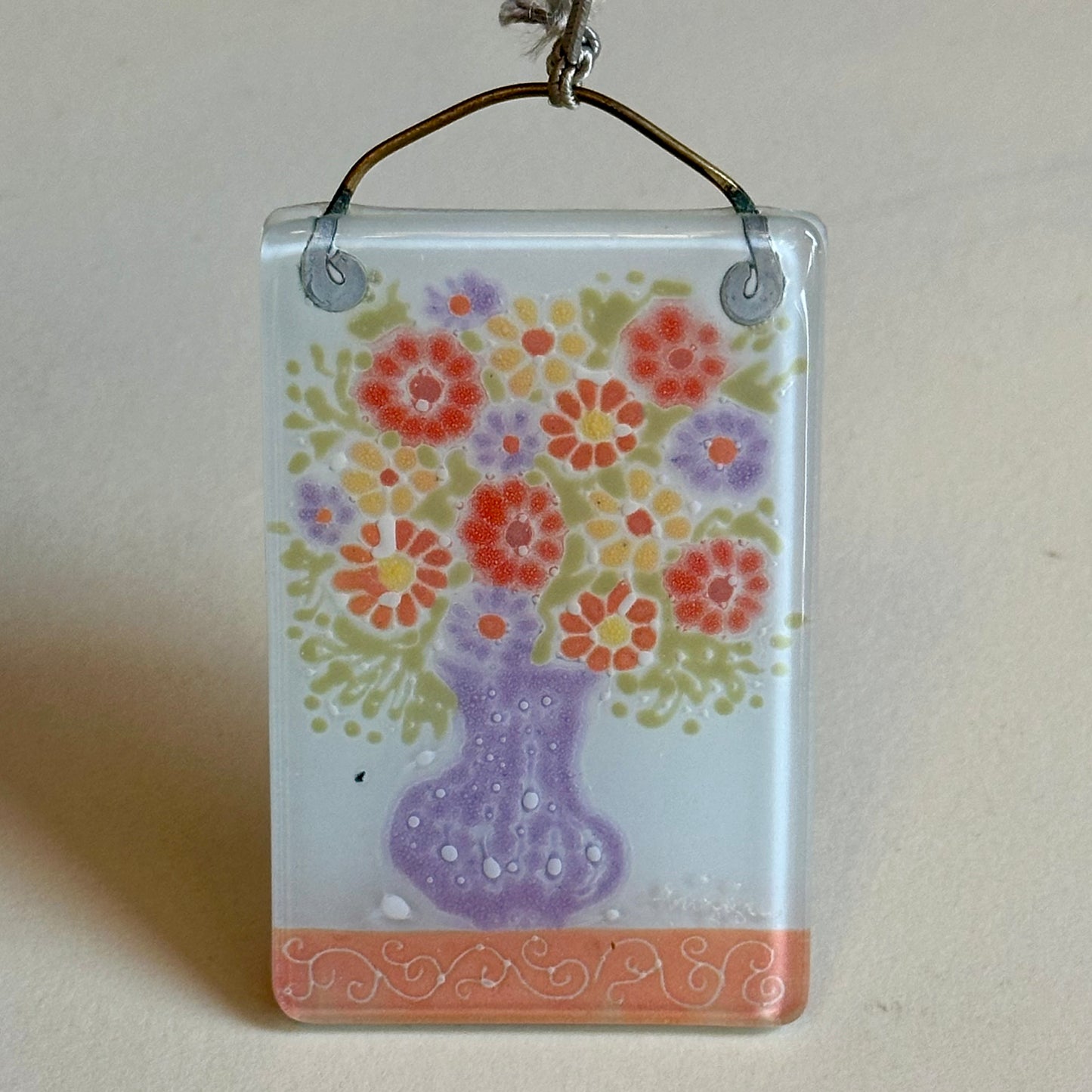 Higgins Mid Century Vintage Glass Floral Pendant