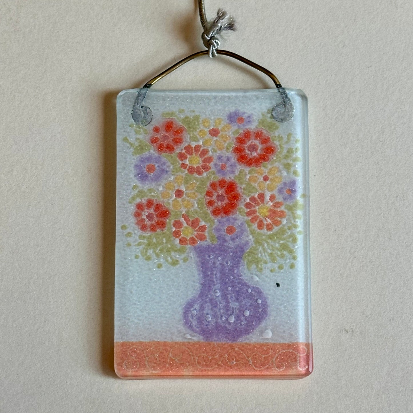 Higgins Mid Century Vintage Glass Floral Pendant