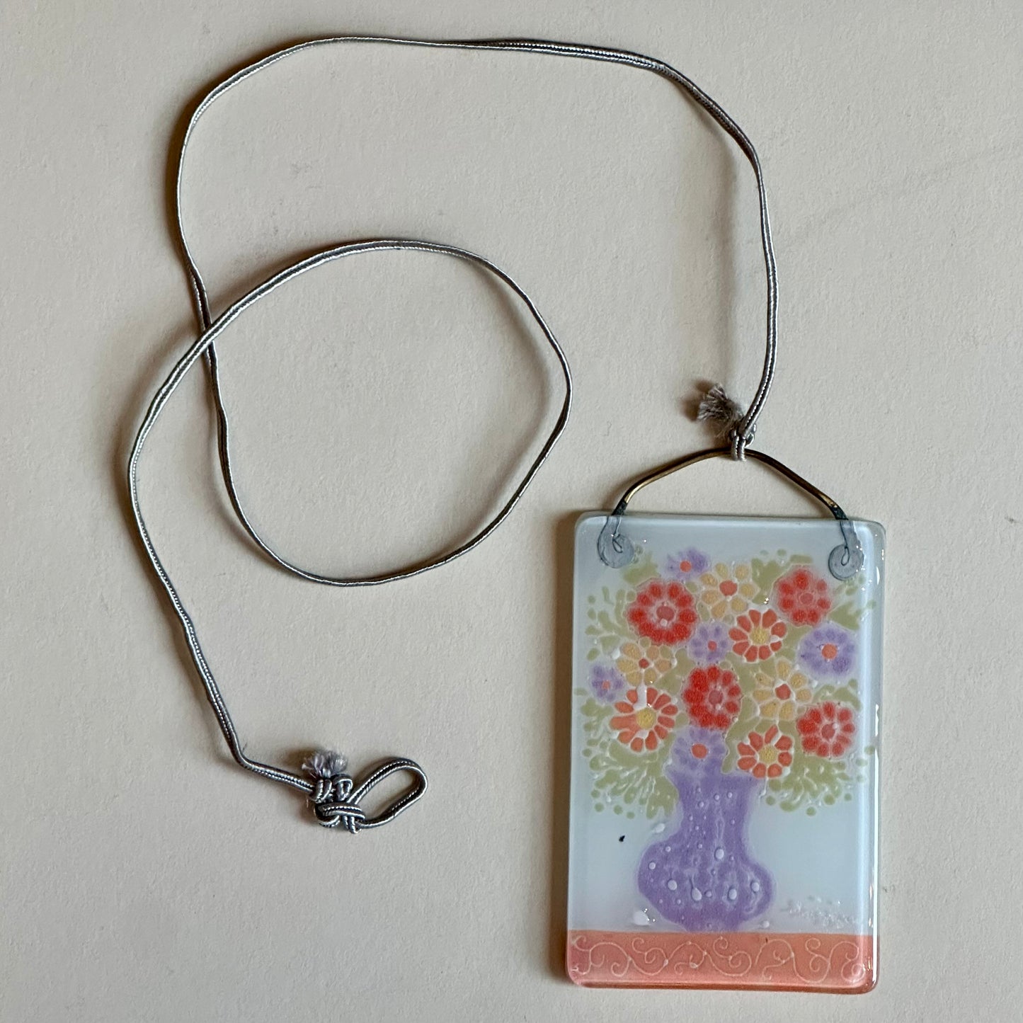 Higgins Mid Century Vintage Glass Floral Pendant