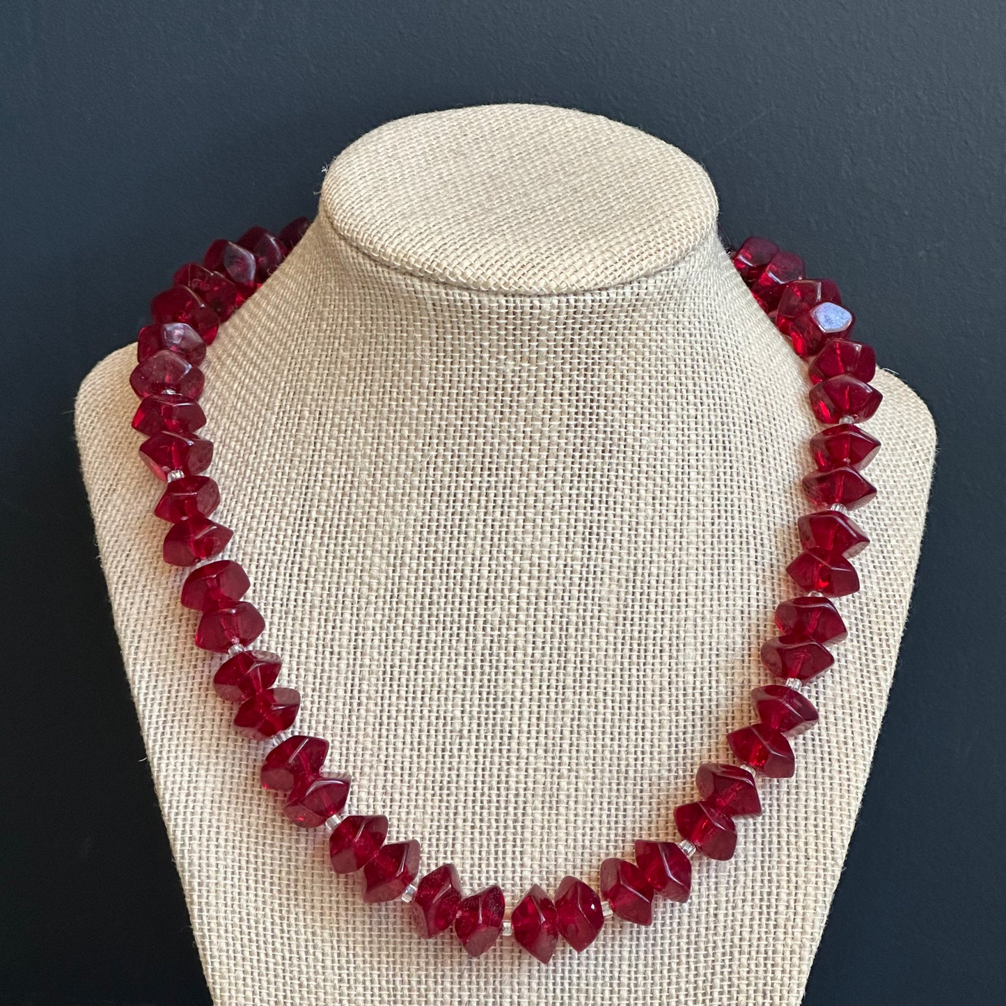 Vintage Cherry Amber Natural Resin Beaded Necklace