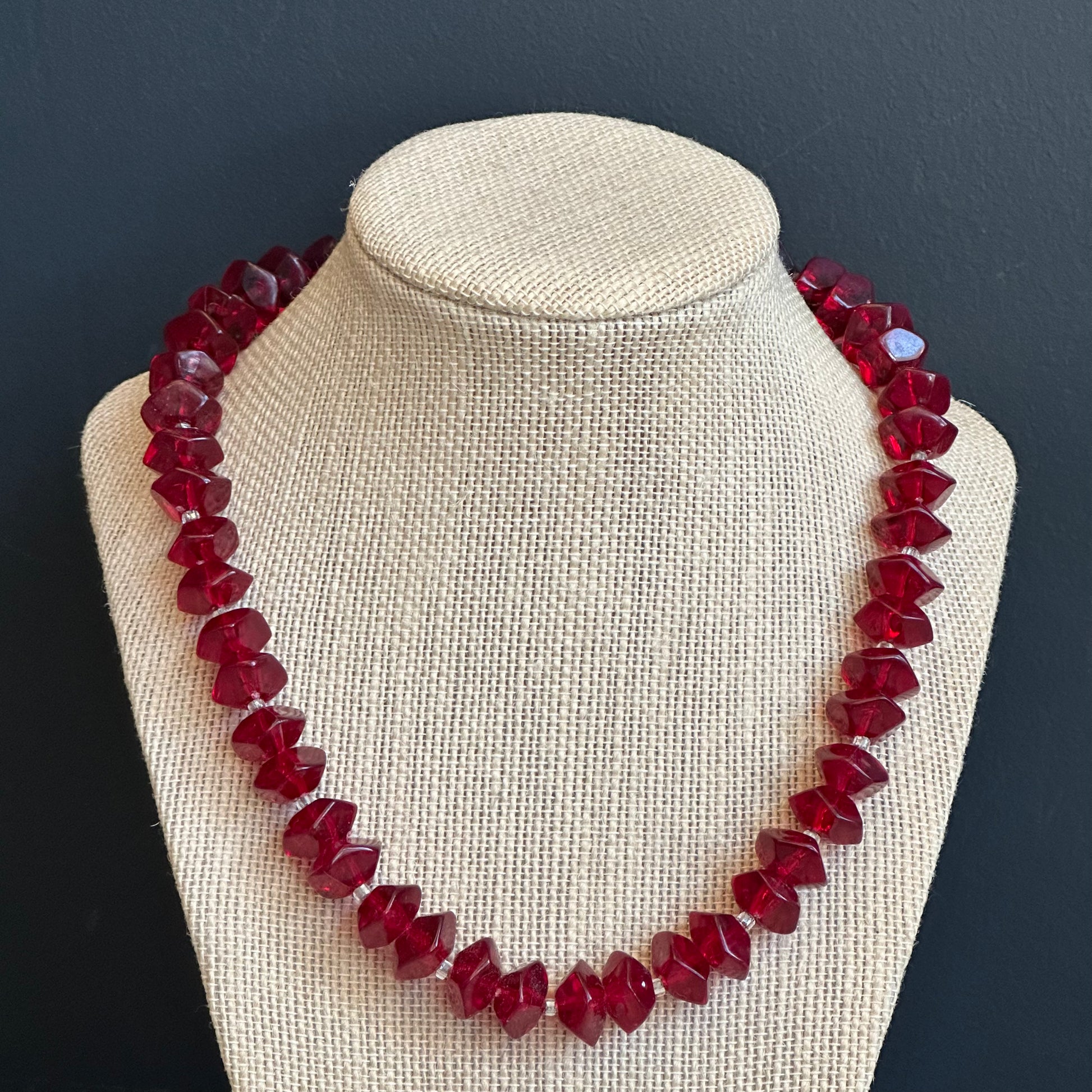 Vintage Cherry Amber Natural Resin Beaded Necklace