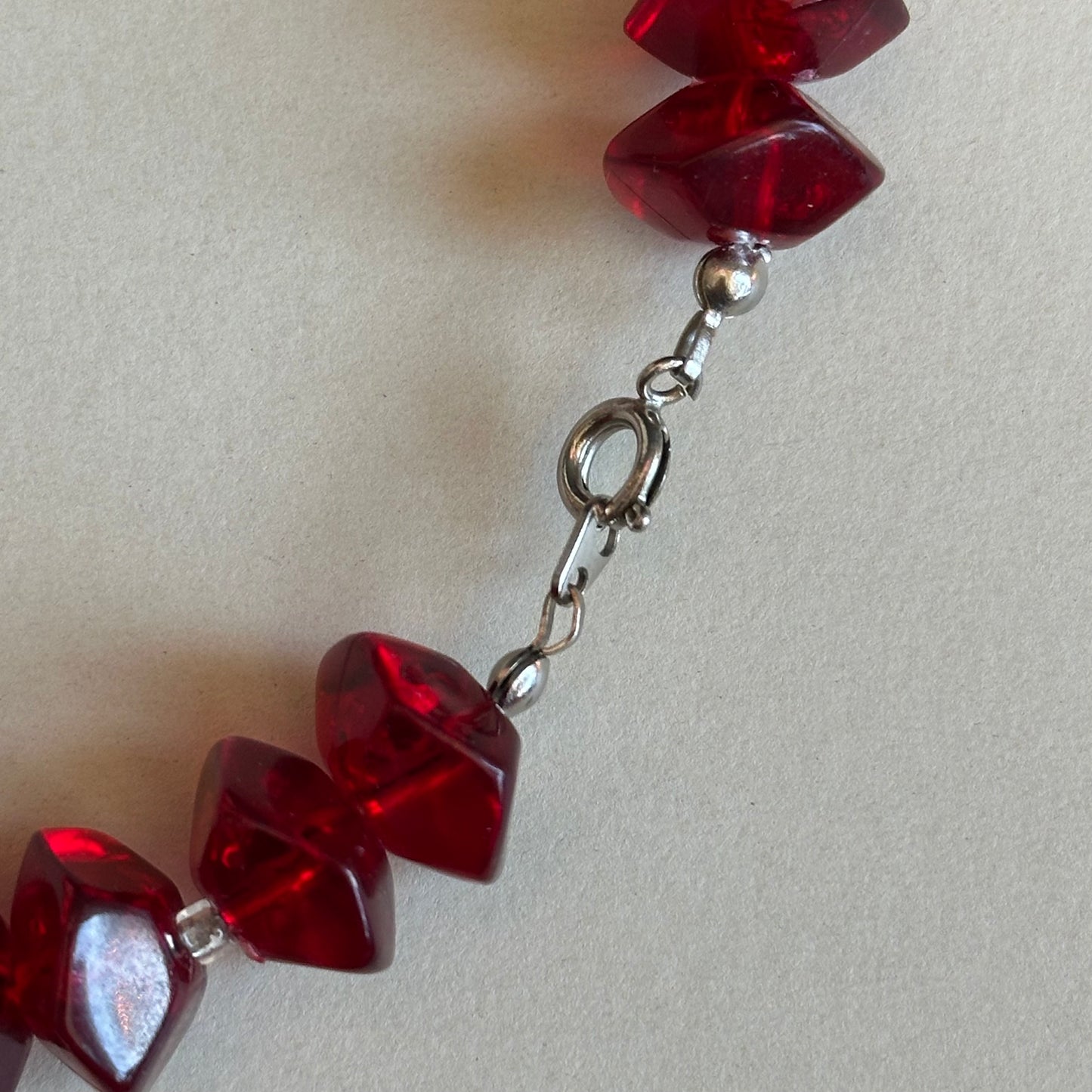 Vintage Cherry Amber Beaded Necklace